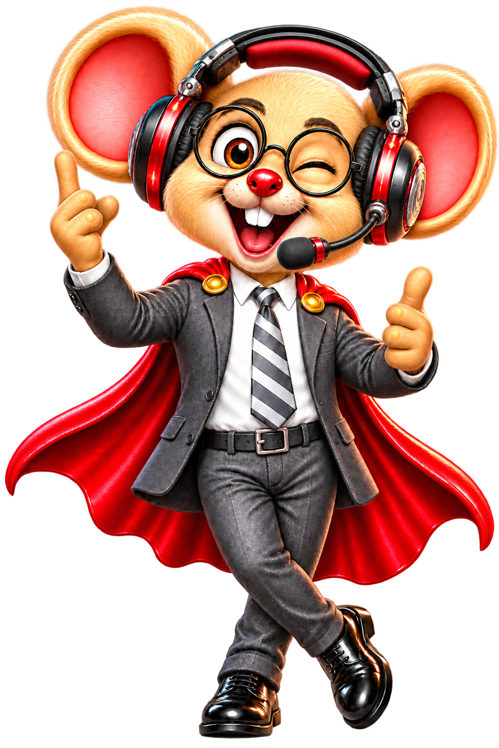 Mouse wearing a headset