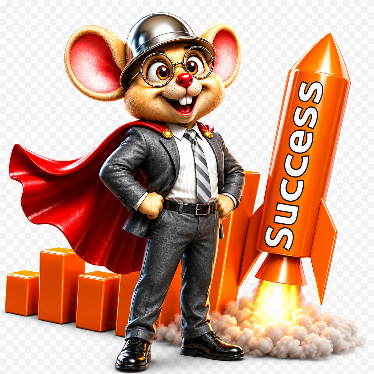 Clock Hop mouse riding the success rocket
